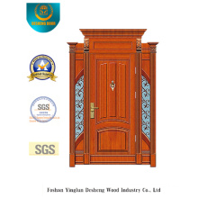 Classic Style Security Steel Door with Carving and Iron (B-9009)